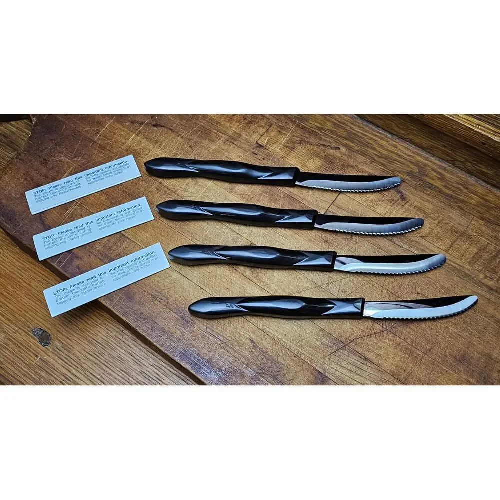 Set of 4 Cutco 1759 Table Knives Double-D Edge Classic Dark Swirl TH Marked USA